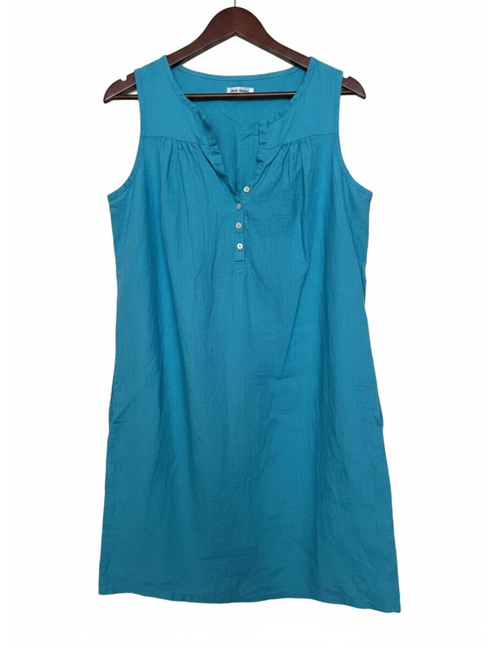 Allen Allen Sleeveless Turquoise Dress XL 100% linen